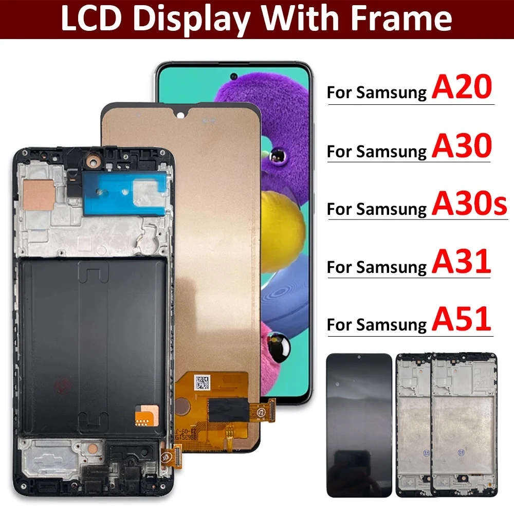 Новый ЖК-дисплей с сенсорным экраном и дигитайзером для Samsung A20 A30 A30s A31 A51 ЖК-экран