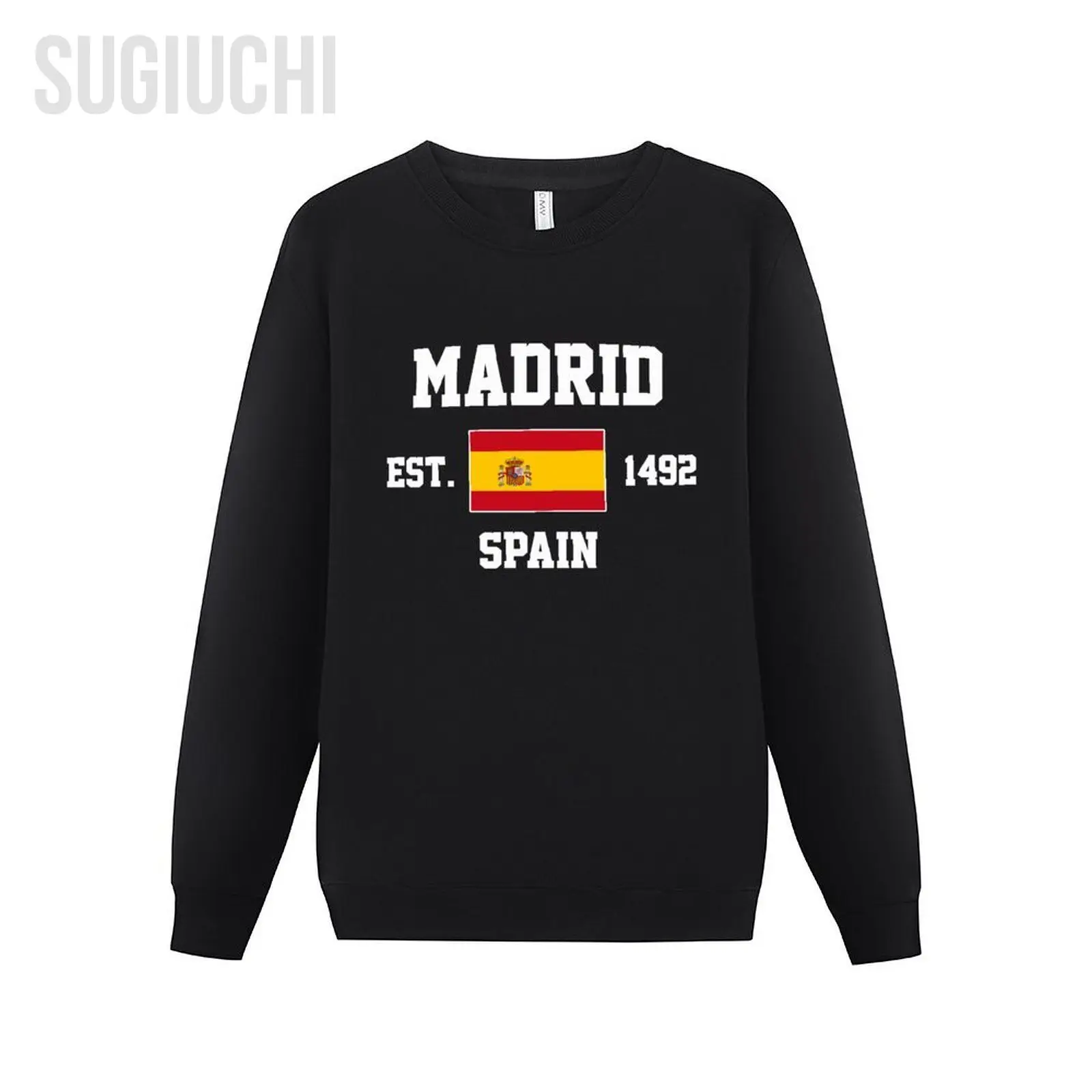 

Men Women Hoodies Spain EST.1492 Madrid Capital Hoodie Pullover Sweatshirts O-Neck Hip Hop Style Cotton Unisex