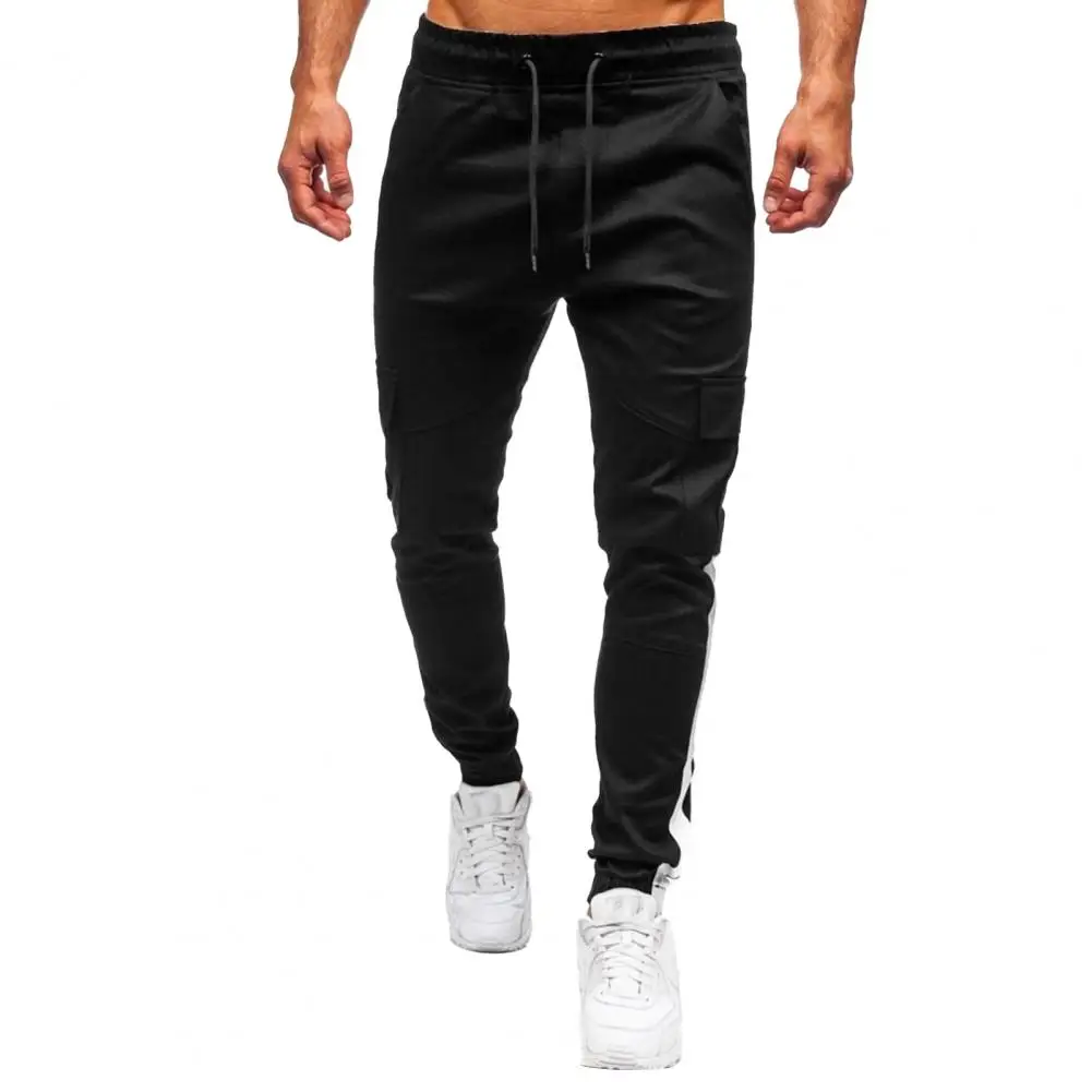 

Hot！Popular Cargo Pants Men Trousers Solid Color Ankle Tied Flap Pockets Spring Autumn Lace-up Straight Pants for Daily Wear