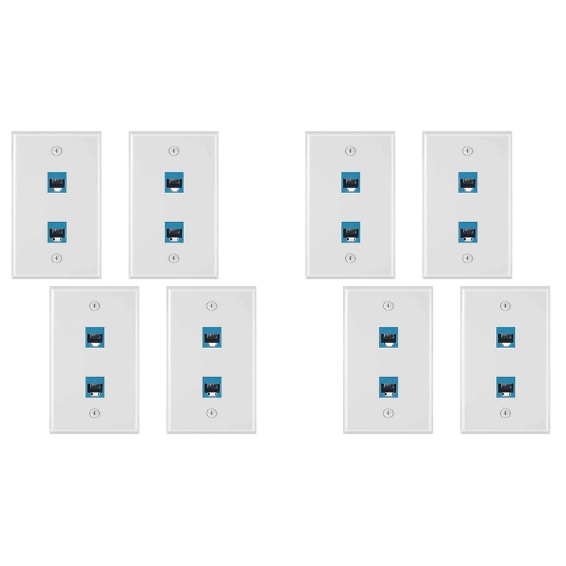 

8 шт., настенная пластина с 2 портами Ethernet, разъем RJ45 Cat6 «Мама-мама»