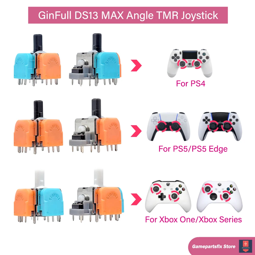Фото Джойстик GinFull DS13 MAX Angle TMR с электромагнитным управлением для PS4/PS5/Xbox 2-го поколения, улучшенный 3D-джойстик с магнитным сопротивлением №2