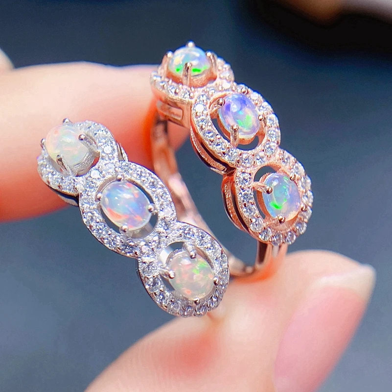 

Natural Opal Ring women's 925 sterling silver simple and exquisite
