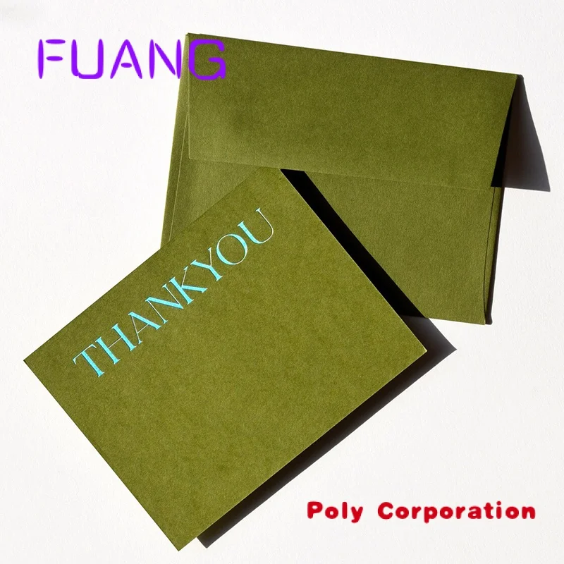 

Custom Logo Small Green Business Luxury Recycled Paper Visite Scratch Postcards Business Holographic Printing Thank You Cards