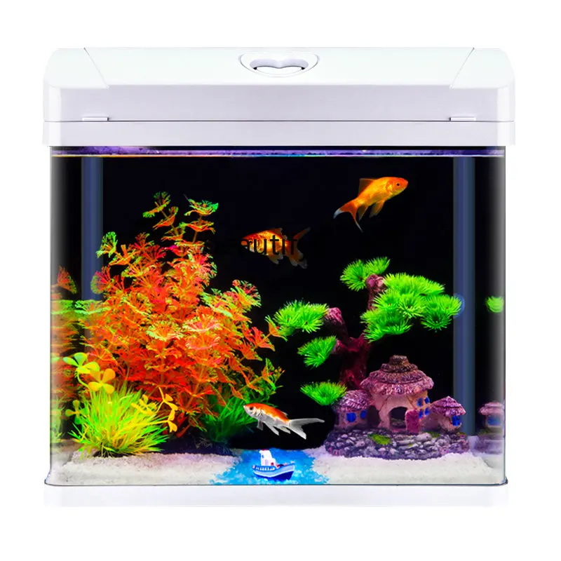 

Fish Tank Small Mini Desktop Aquarium Change Water Ecological Fish Tank Glass Fish Globe