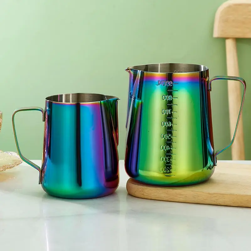 Кувшин для приготовления на пару эспрессо, кофейная чашка для взбивания молока, кувшин для кофе на пару, молочный кувшин, многоцветная кружка с цветами, кофейная чашка