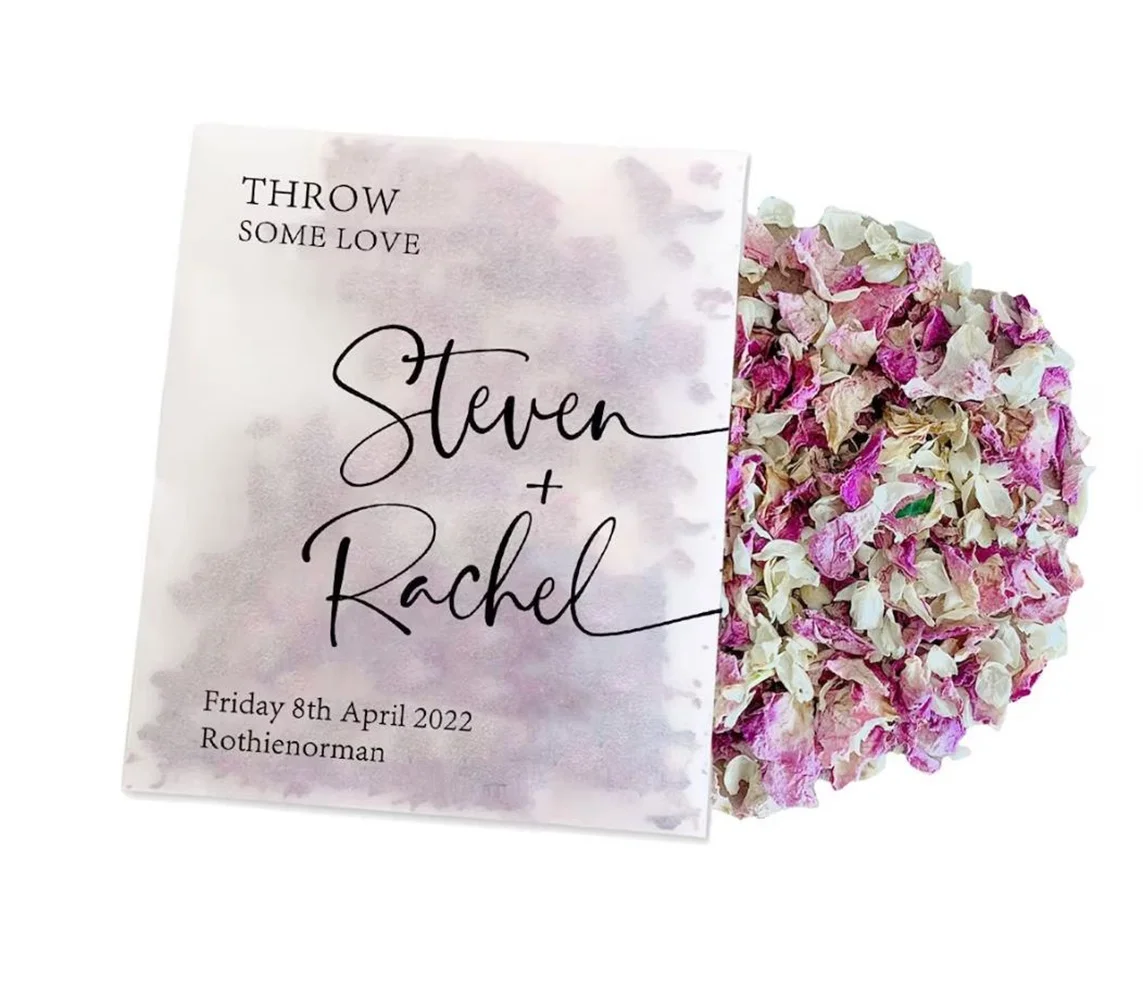 

20PCS Biodegradable Personalised Confetti Packets | Real Flower Petal Wedding Confetti | Natural | Throw some Love Packets