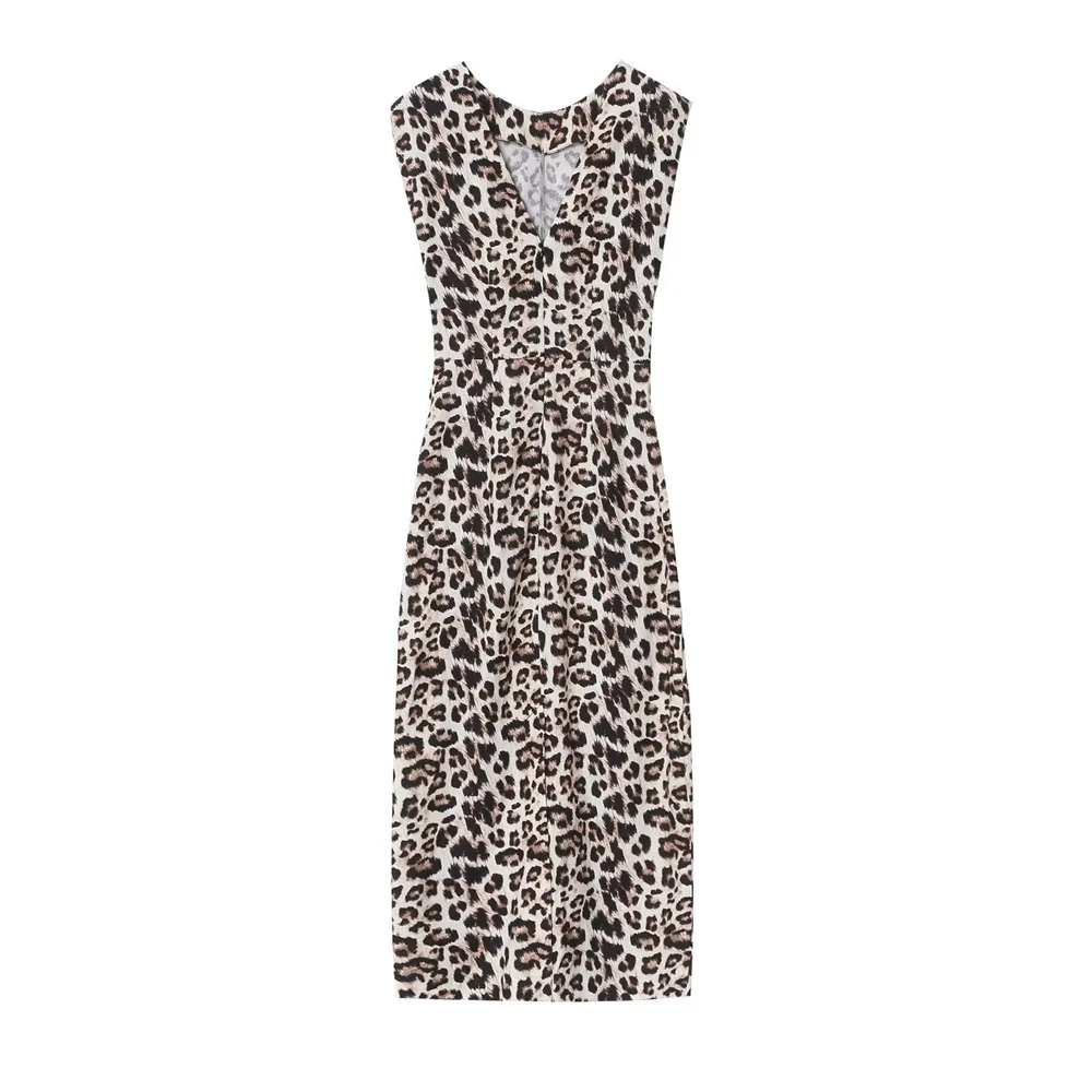 Женское приталенное платье миди Taop &amp Za без рукавов с круглым вырезом и