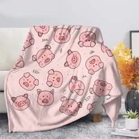 cute pig pink fleece blanket warm bedroom throw blanket on bed sofa bedding travel flannel blankets for adult kids quilt
