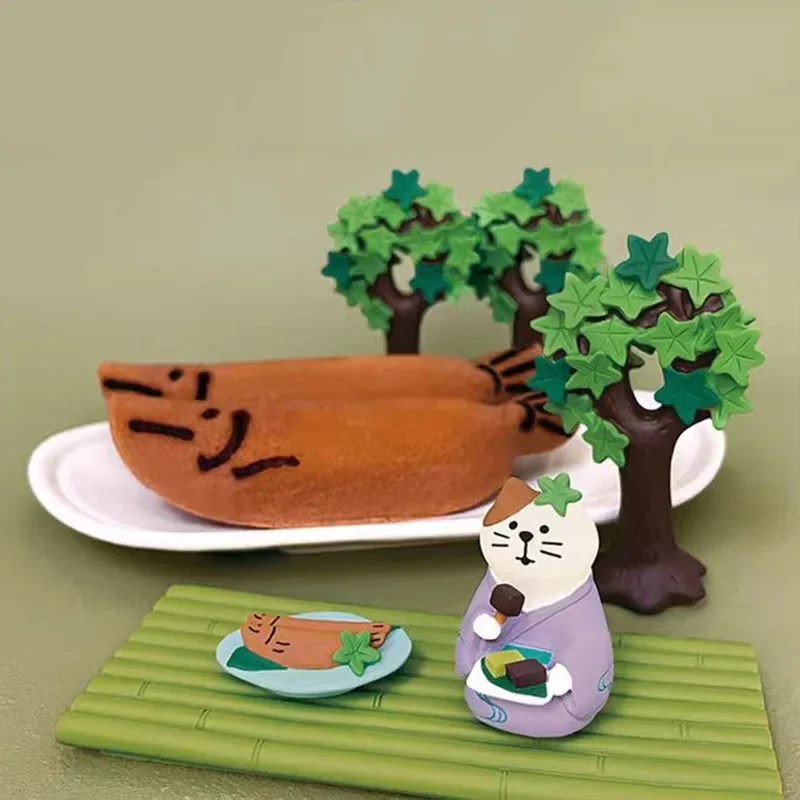 Экшн-фигурки в виде кота на летний день милые украшения арбуза бамбукового леса