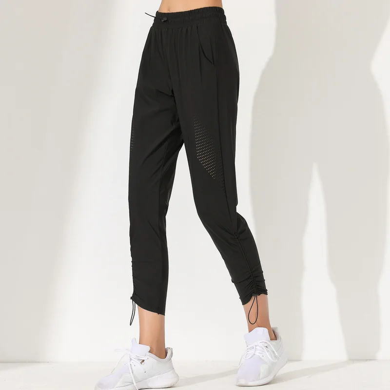 New With Logo Ladies Stretch Jogging Pants Quick Dry Breathable Wide Leg Yoga Pants Sports Fitness Leggings Street Casual Pants