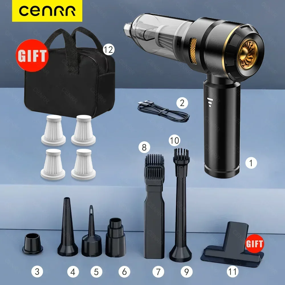 

CENRR 998000 PA Автомобильный пылесос, лампа с сильным всасыванием, портативный ручной автомобильный пылесос, беспроводной очиститель, пневматический пистолет