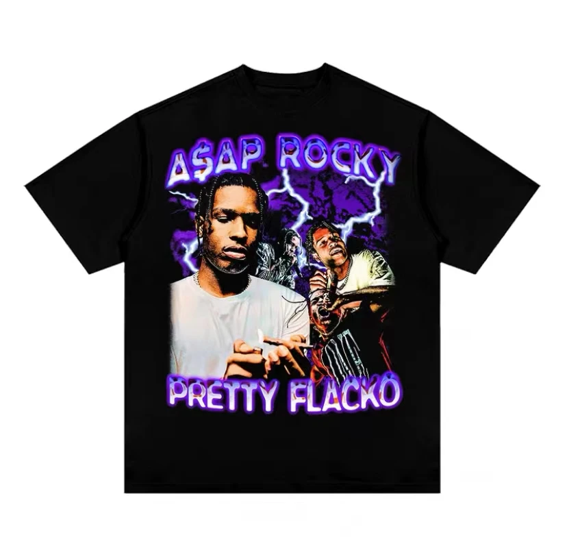 

Hip Hop Rapper Asap Rocky Pretty Flacko Print Tshirt Men Women Casual Fashion T-shirt Short Sleeve Man Oversized Vintage T Shirt