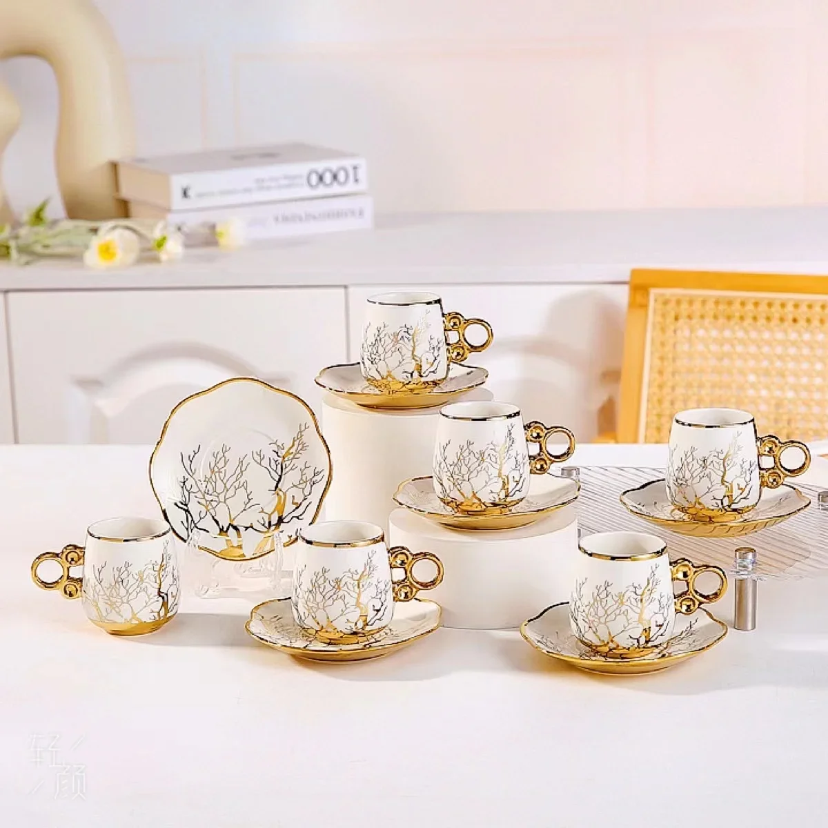 20 комплектов фарфоровые кофейные чашки с узором в виде дерева 6 шт. для эспрессо