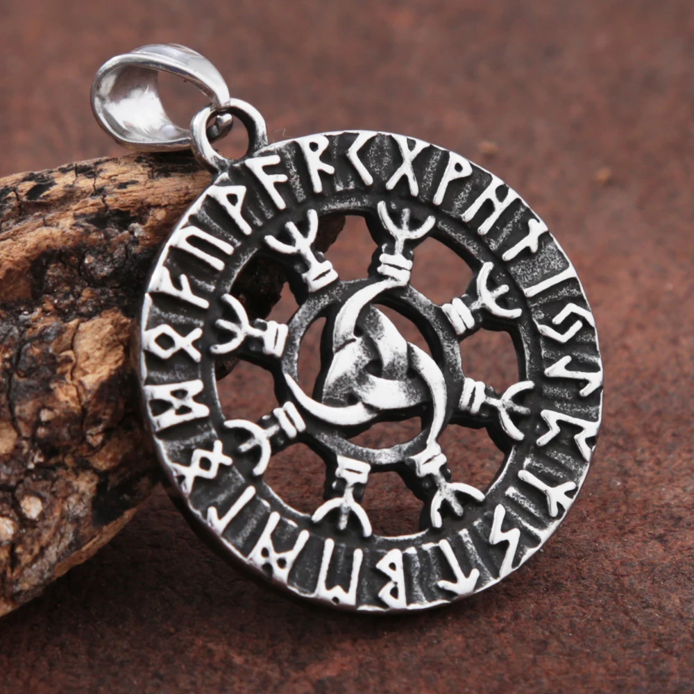 

New Celtics Knot Viking Compass Necklace Pendant Nordic Retro Stainless Steel Odin Rune Pendant Biker Amulet Jewelry Chains
