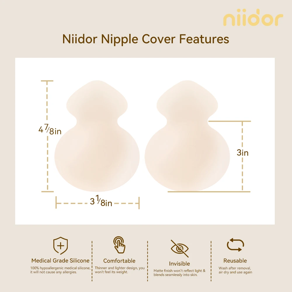 Niidor 5 Colors Lifting Up Silicone Invisible Nipple Covers Backless Adhesive Bra For Women Girls Push Up Strapless Sticky Bra
