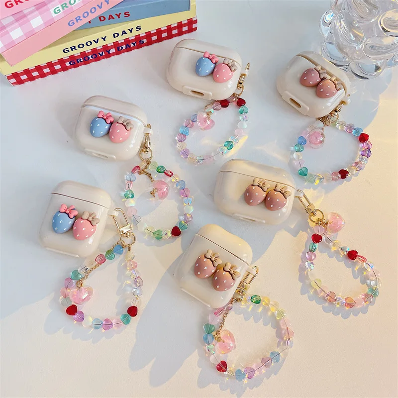 

Creative Strawberry Chain AirPods 3 Case Apple AirPods 2 Case Cover AirPods Pro Case IPhone Earphone Accessories Air Pod Case