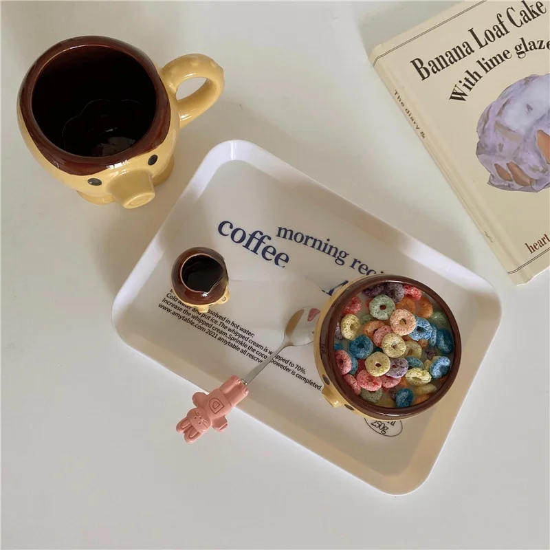 

Korean Single Blue Melamine Tray Coffee Bread Breakfast Tray bandeja organizadora food tray cutlery organizer