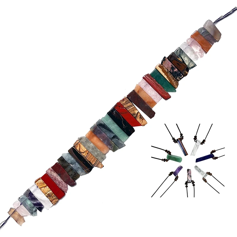 

Natural Crystal Stone Pendant For Jewelry Making, 35 Pack Mixed Color Crystal Rods Bulk For Pendants