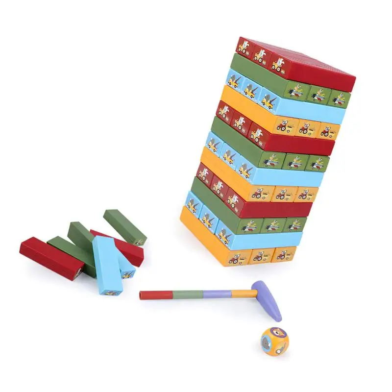 

Деревянная Радужная башня с животными, строительные блоки, игрушка домино, настольная игра Монтессори, развивающая детская игрушка