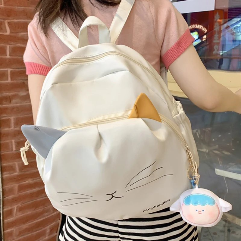 

Персонализированный Рюкзак в виде кошки и животного, новинка 2023, милая вместительная сумка для колледжа с милым кулоном, Студенческая повседневная школьная сумка
