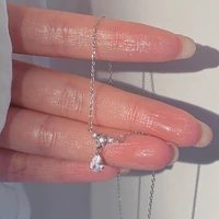 retro water drop zircon pendant necklace female temperament simple clavicle chain luxury jewelry