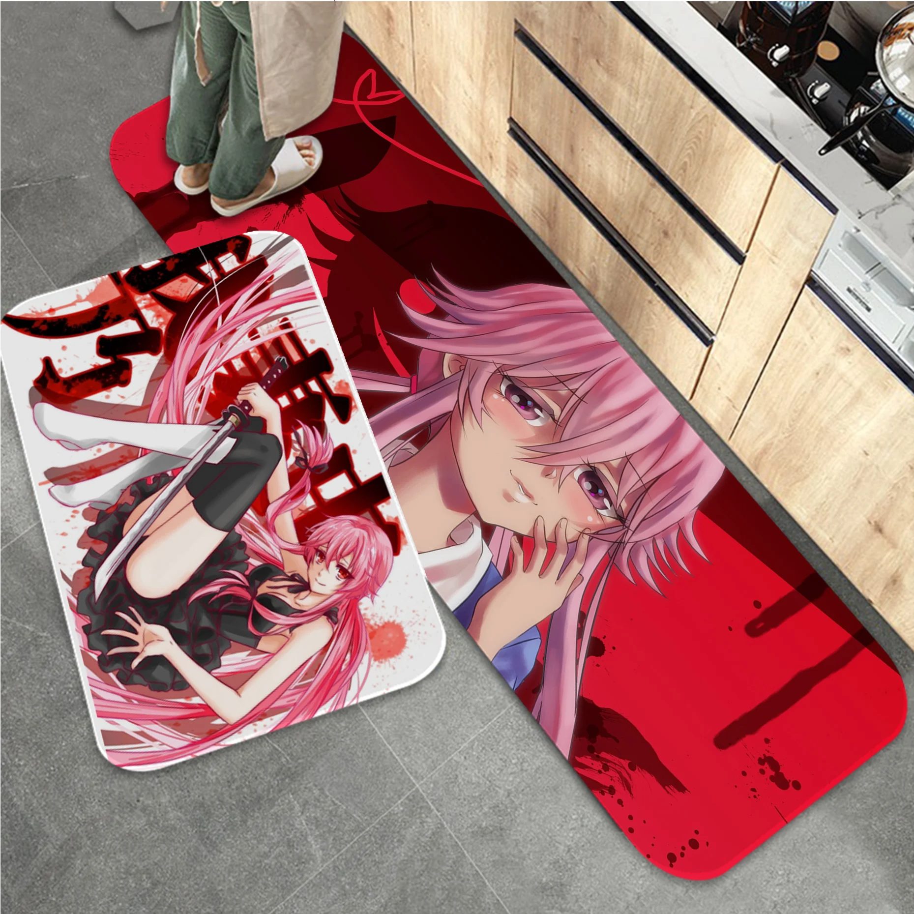 

Anime Mirai Nikki Long Rugs Rectangle Anti-slip Home Soft Badmat Front Door Indoor Outdoor Mat Welcome Rug