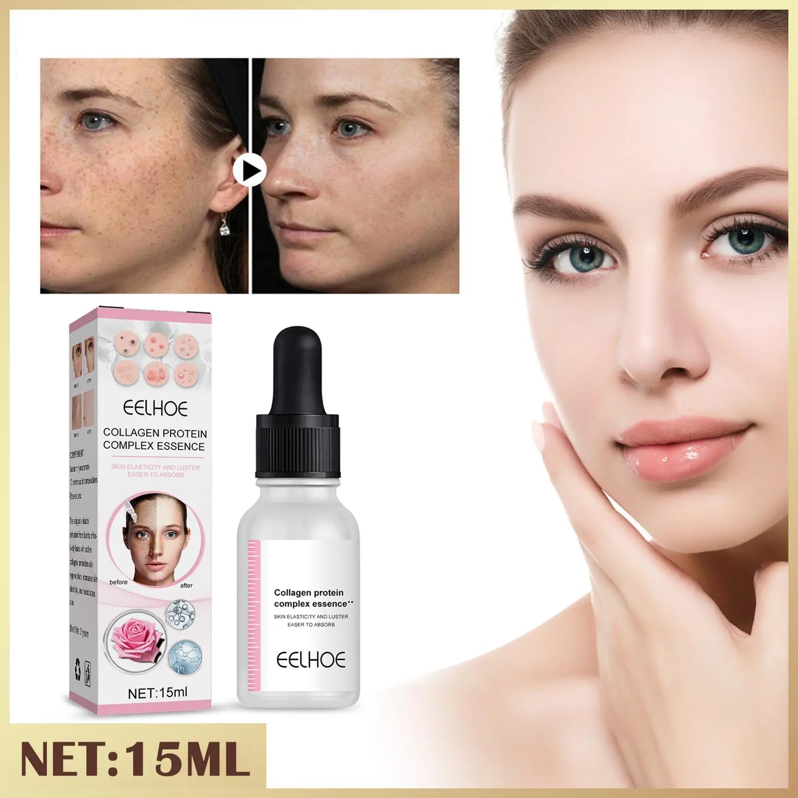 

15ml Collagen Wrinkle Remover Serum Lifting Firming Anti-Aging Fade Fine Lines Repair Face Essence Moisturizing Smooth Skin Care