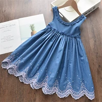 toddler kids baby girls dress children girls summer casual party sling dress clothes girl embroidery denim lace princess dresses