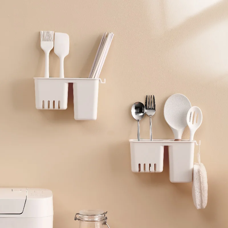 

Youpin Multifunctional Perforated Wall Hanging Chopsticks Rack, Spoon Drain Storage Rack Kitchen Accessories Storage Box