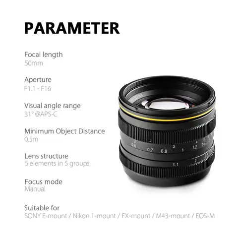 Kamlan 50 мм f1.1 APS-C объектив