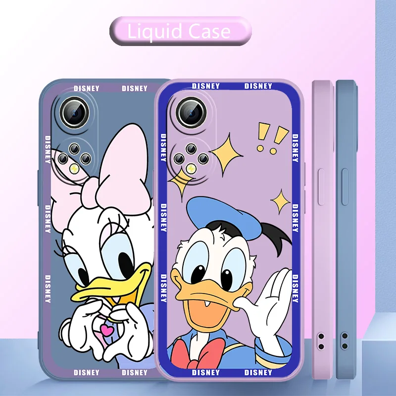 

Donald Duck Disney Phone Case Liquid Rope For Huawei Honor 60 SE 50 30S 20 20E 10X 10i 9X 9C 9S 8A Luxury Silicone Funda Cover