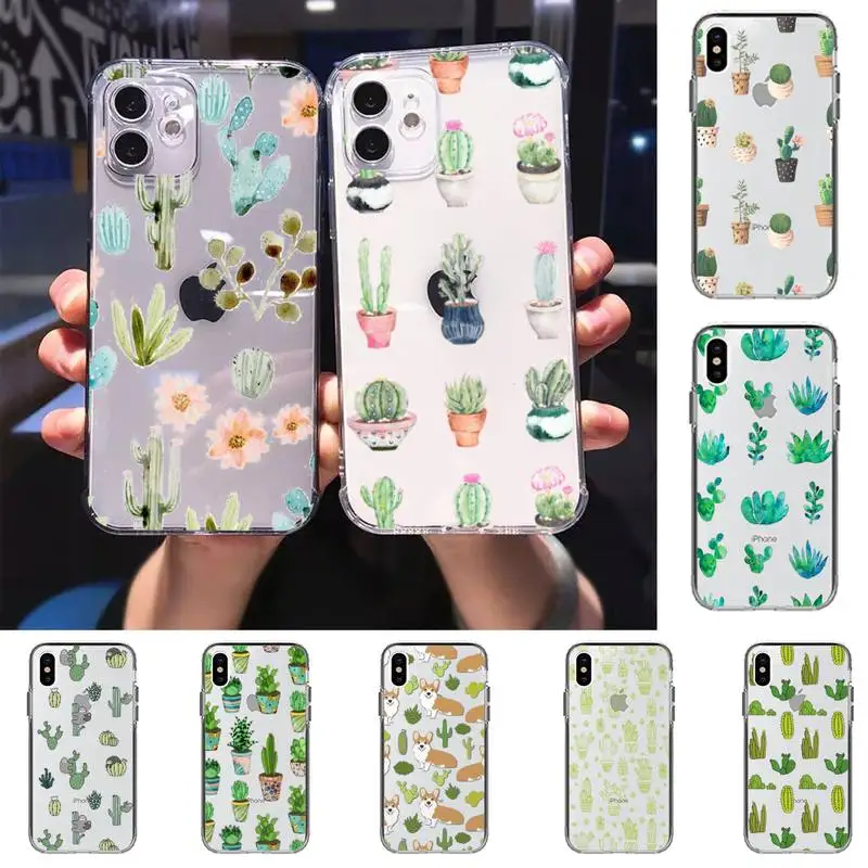 

MaiYaCa Cactus Phone Case For iPhone 11 12 13 14 Mini Pro Max XR X XS TPU Clear Case For 8 7 6 Plus SE 2020
