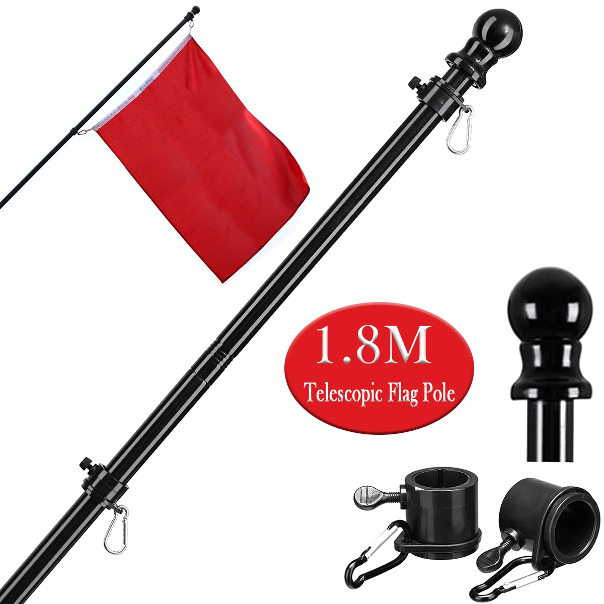 1 8 м телескопический флагшток для улицы дома настенное крепление держатель