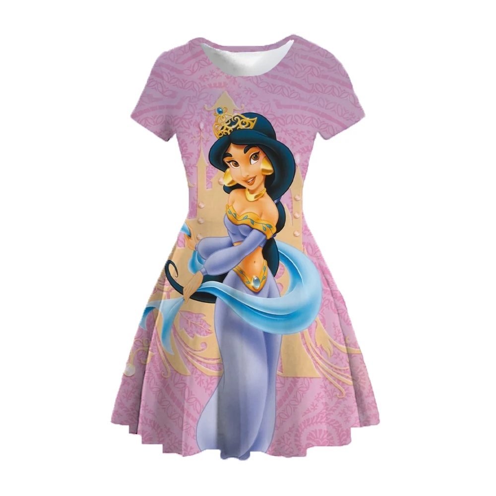 Купи Hot Sale New Girls Jasmine Princess Disney Print Princess Dress Birthday Party Cosplay Costume Kids Princess Dress за 252 рублей в магазине AliExpress