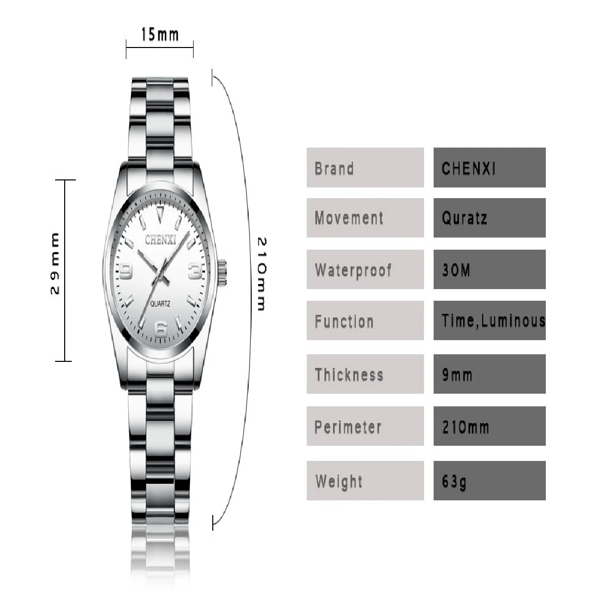 CHENXI Fashion Pink Dial Watches For Women 2022 High Quality Quartz Watch Elegant Dress Ladies Stainless Steel Wristwatches xfcs enlarge