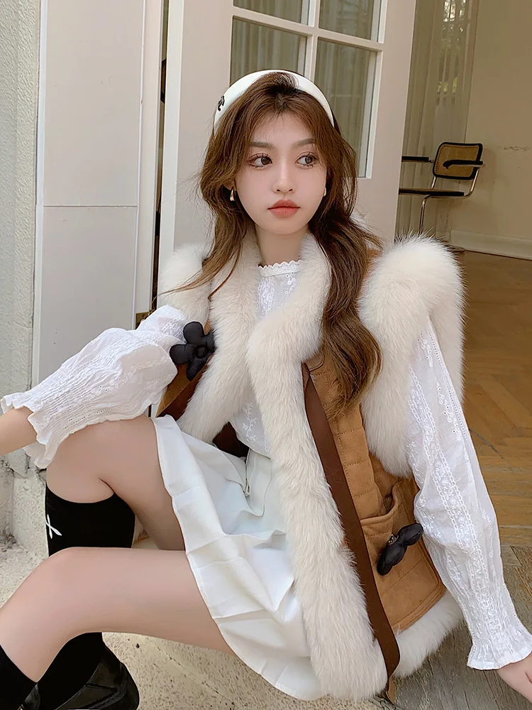 Fur vest fur sweet horse clip coat women's small shoulders