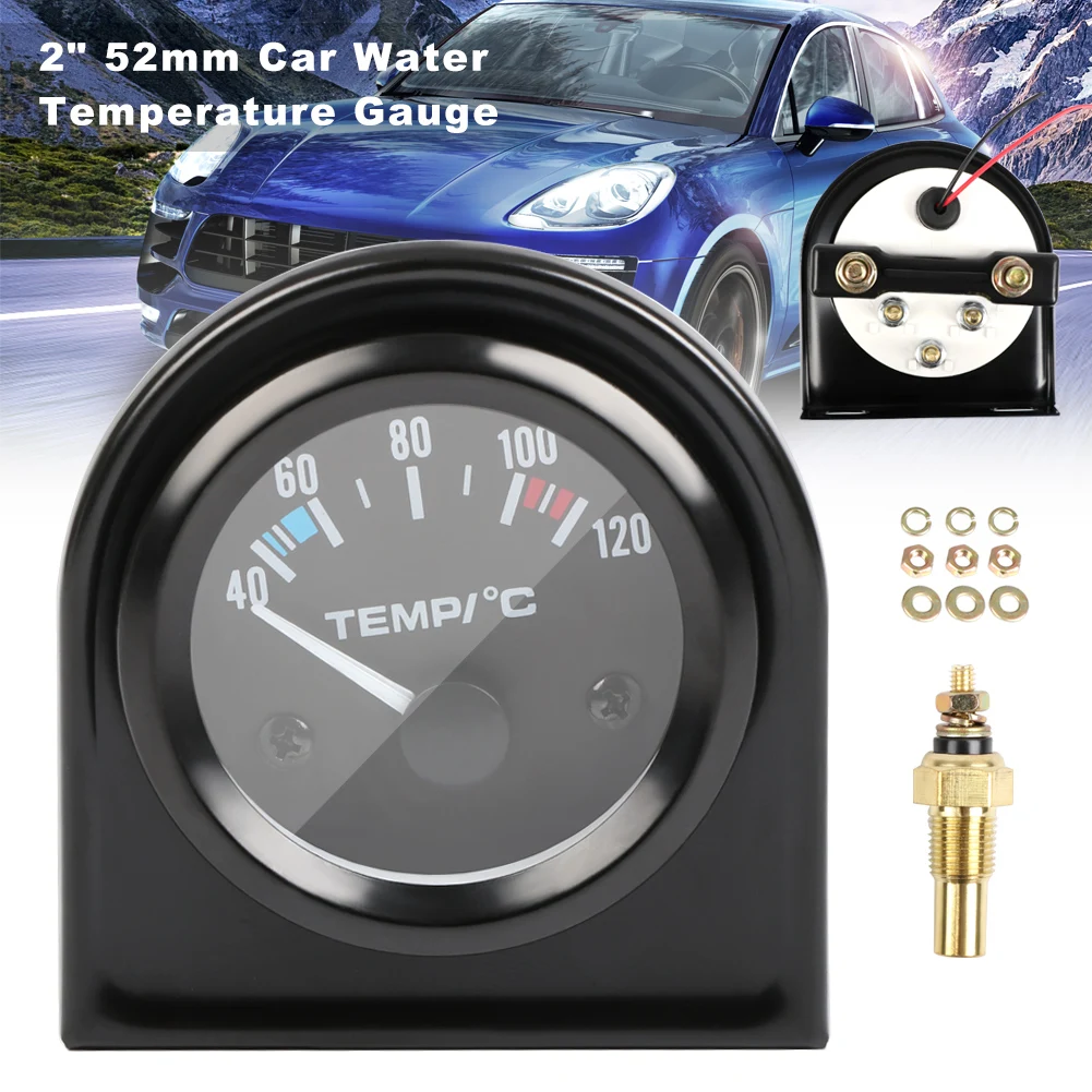 

Vehicle Meter 12V Automobile Car Gauge 2" 52mm 2" 52mm Digital Car Water Temp Temperature Gauge Ammeter Gauge Black Shell