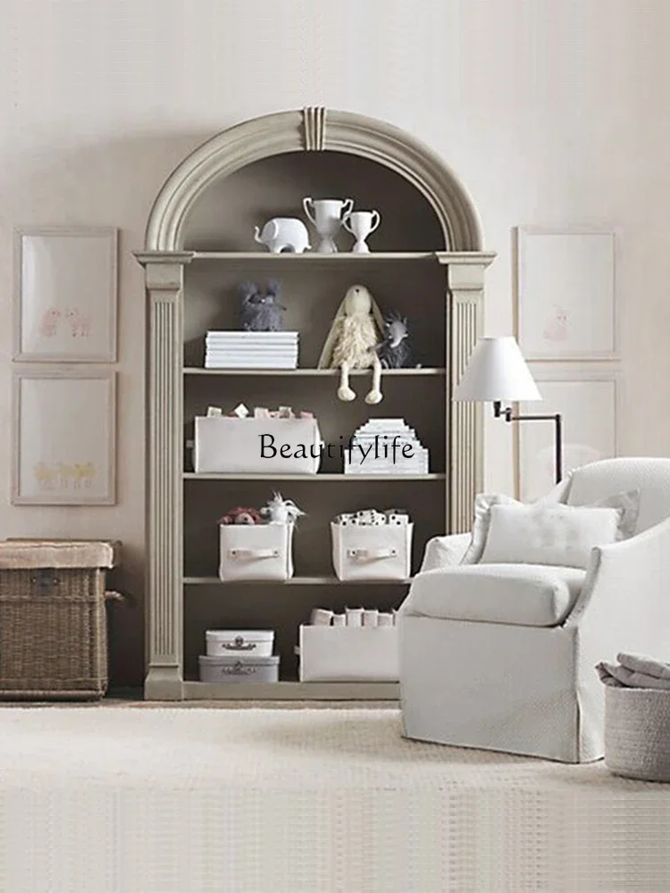 Книжный шкаф из цельного дерева в американском стиле французский ретро потертый