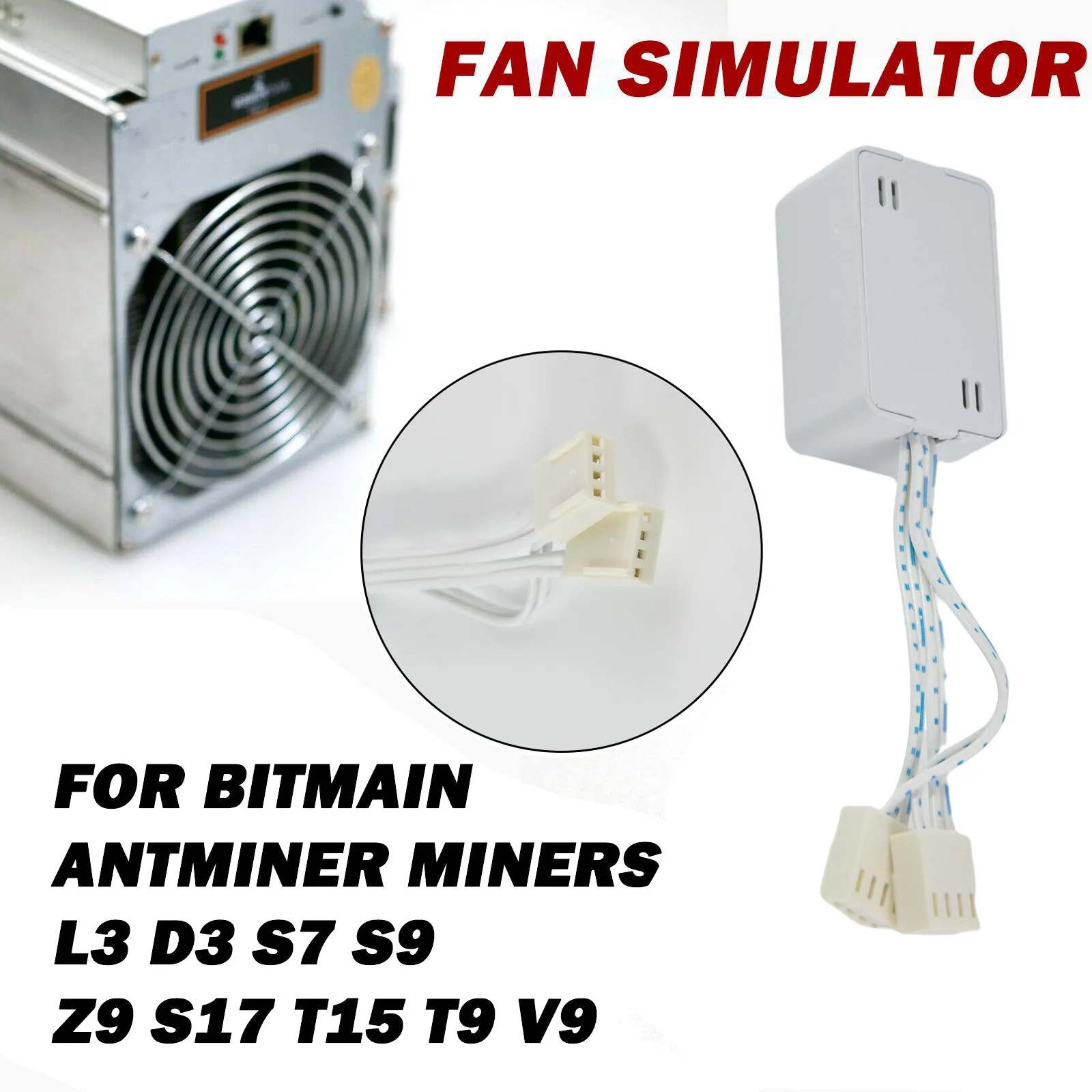 Симулятор вентилятора с двумя разъемами для майнеров Bitmain Antminer L3 D3 S7 S9 Z9 S17 T15 T9 V9