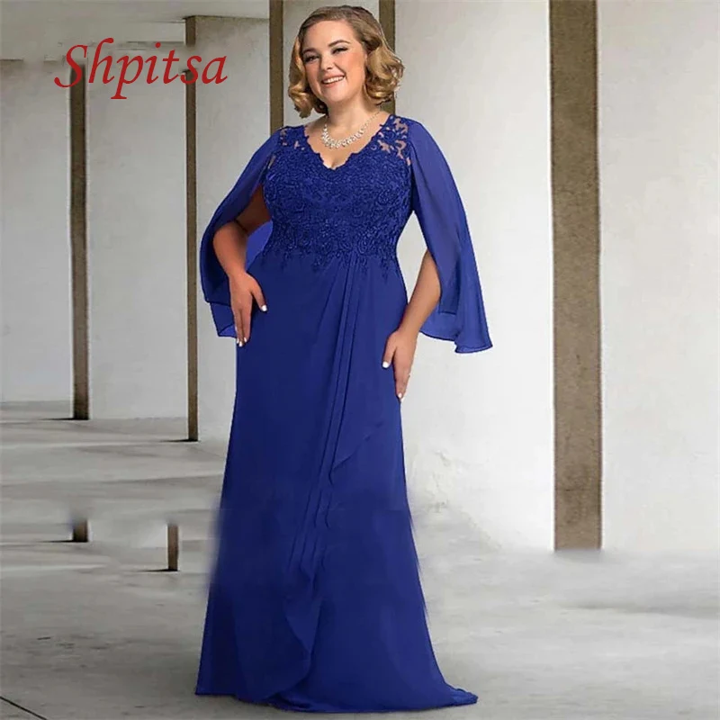 

Элегантные королевский синий кружевные платья для матери невесты для свадебной вечеринки выпускного вечера вечерние платья для жениха
