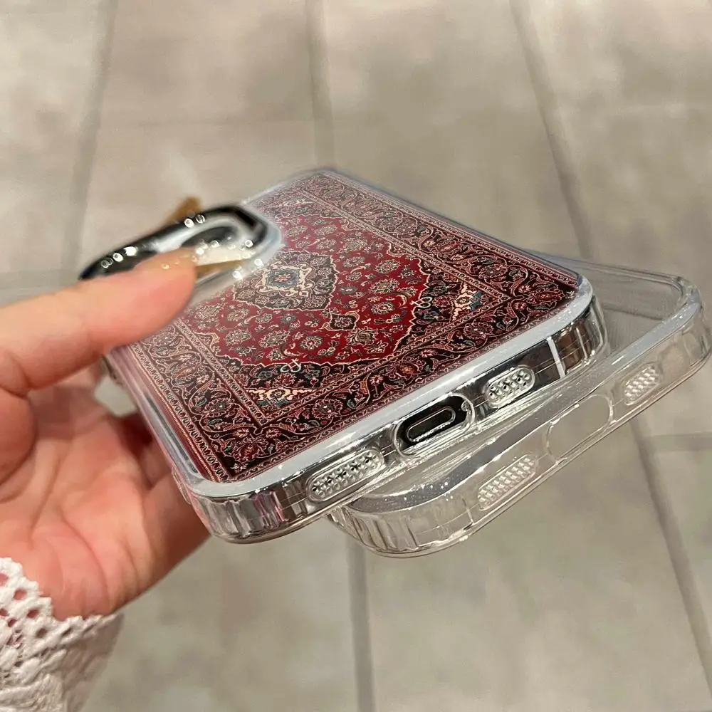 Фото Популярный прозрачный чехол для телефона в стиле персидского ковра для iPhone 17 Air 16 15 14 13 12 11 Pro Max X XR XS 16 Plus, мягкий, антибликовый, черный №5