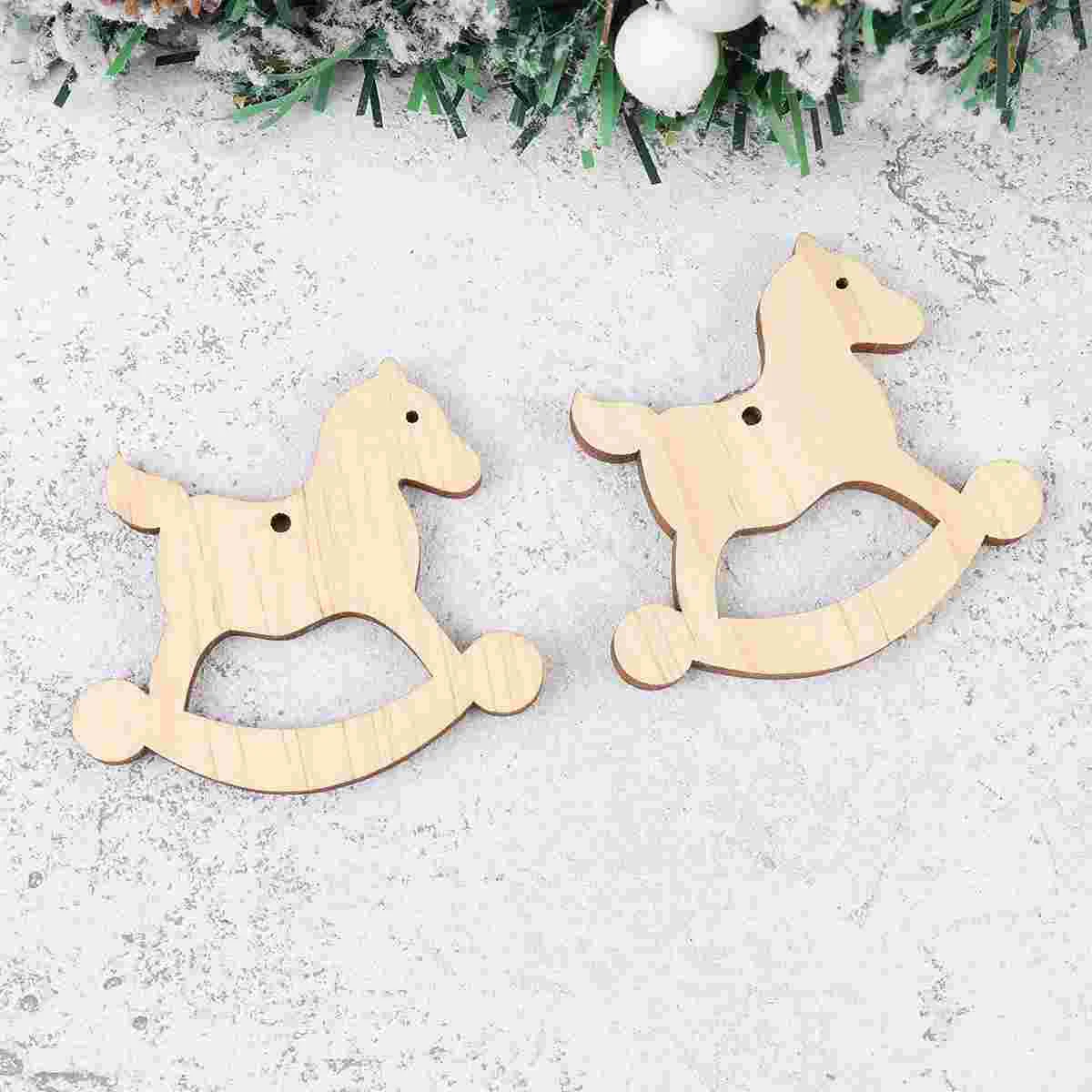 

10pcs Horse Slices Christmas Shapes Rocking Horse Slices Unfinished Diy Craft
