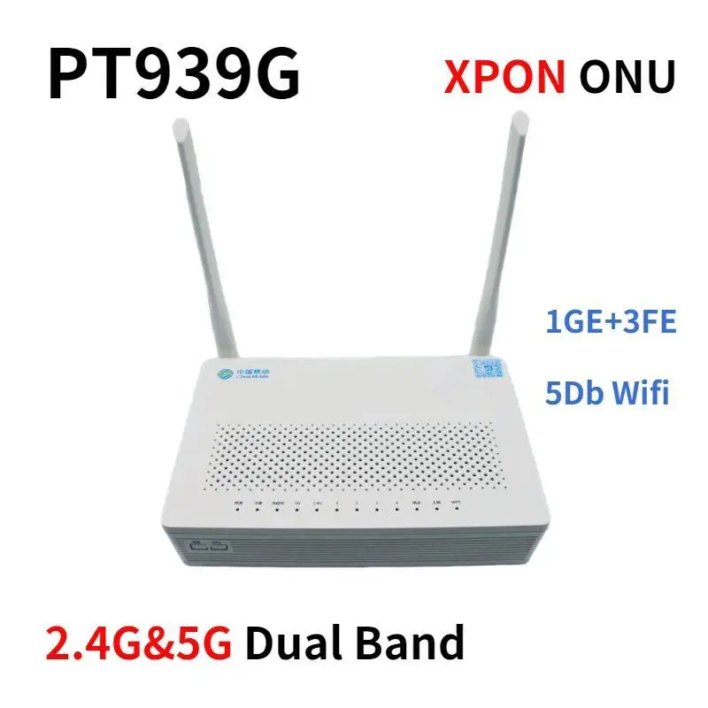 

Free shipping 5pcs XPON ONU 1GE+3FE+5DBWIFI 2.4G&5G Dual Band ONT with power English version
