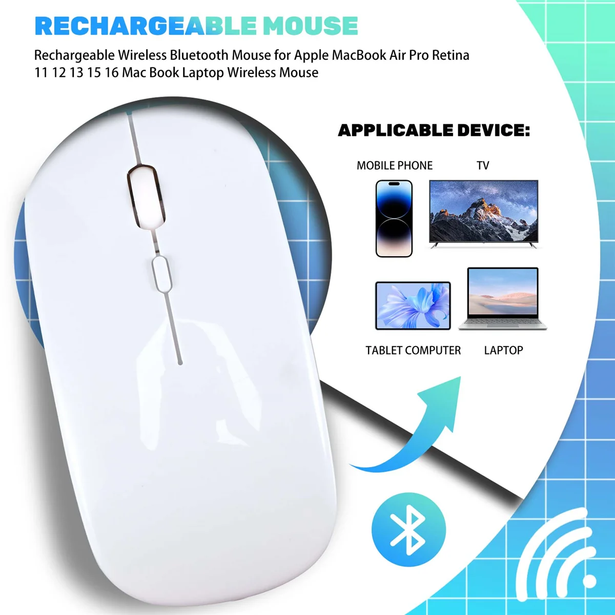 Перезаряжаемая Беспроводная Bluetooth-мышь для Apple MacBook Air Pro Retina 11 12 13 15 16 беспроводная
