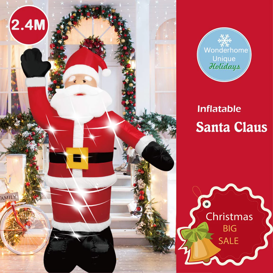 

2.4M Christmas Inflatable Santa Claus Light Up Inflatable Soldier Nutcracker Yard Garden Christmas Decoration 2.4M 8ft