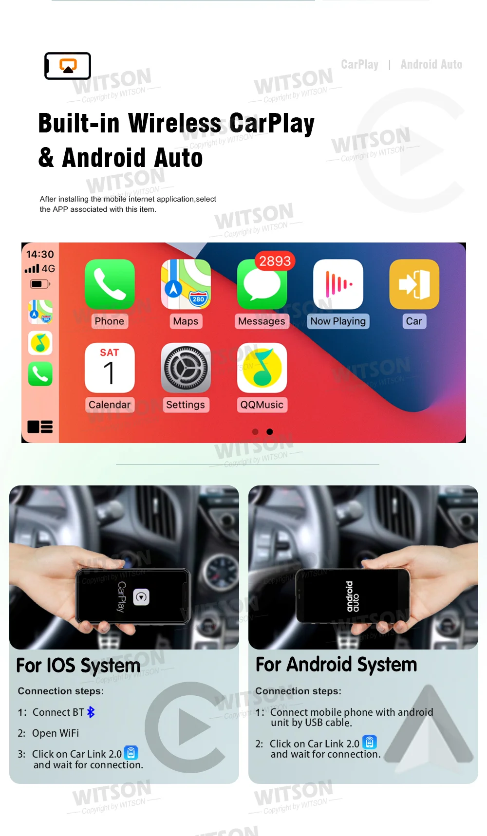 Фото Автомагнитола Android 15 для Ford Transit Connect/Ford Tourneo 2020-2025 с Carplay, мультимедийный плеер, держатель для телефона, головное устройство №3