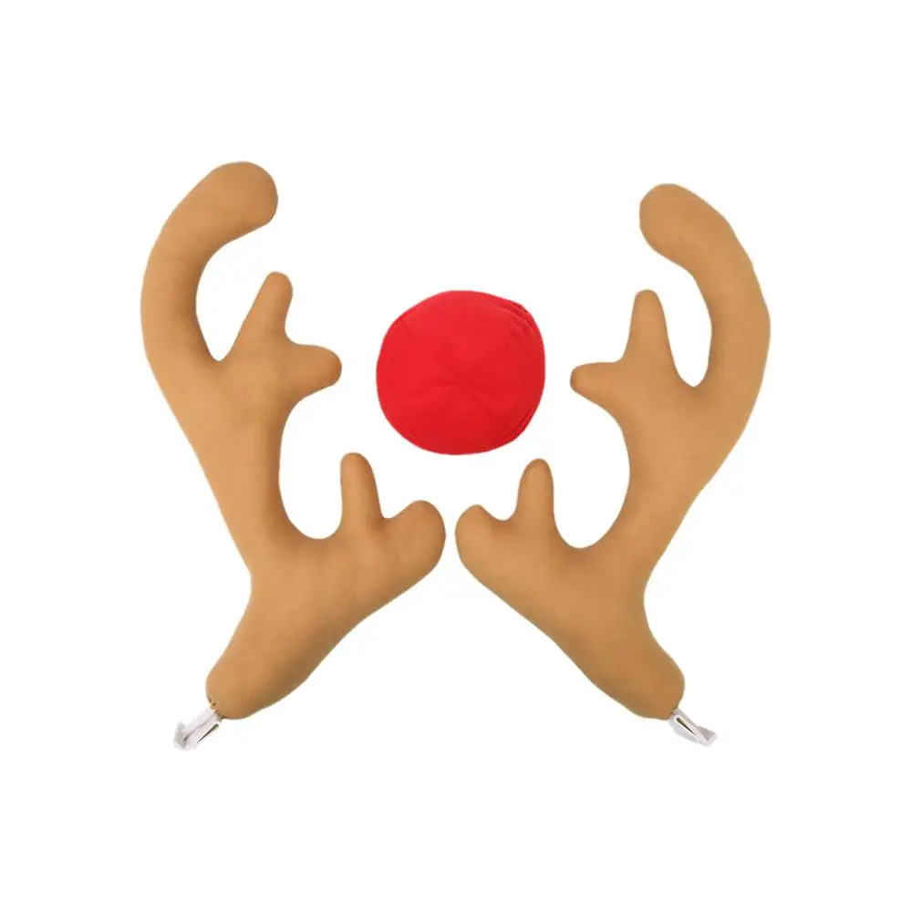 Рождественские рога, автомобильные украшения, рога северного оленя и нос, рождественский декор, автомобильный комплект с оленями, рождественские автомобильные украшения, подходят