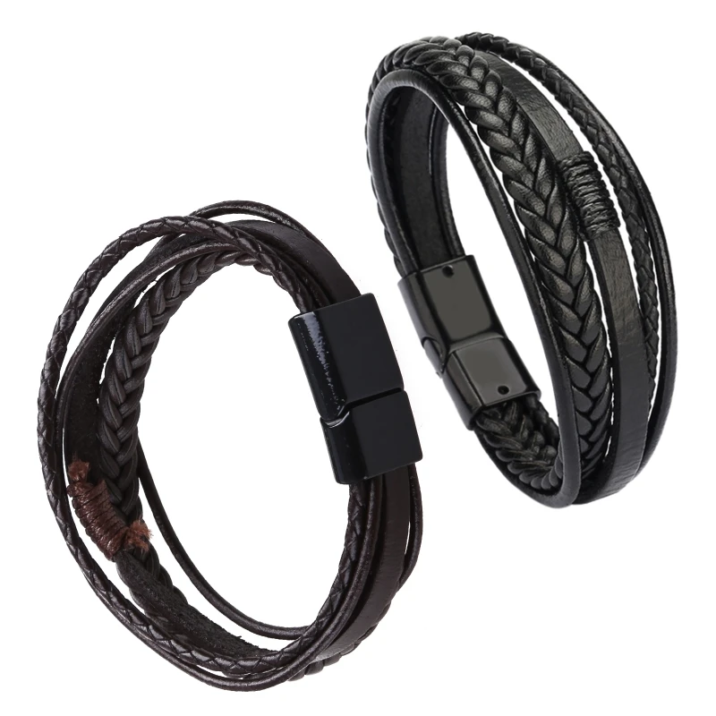 

Fashion Leather Rope Hand-Woven Bracelet Men's Bracelet Ethnic Style Jewelry For Women Men Handmade Friendship Gifts