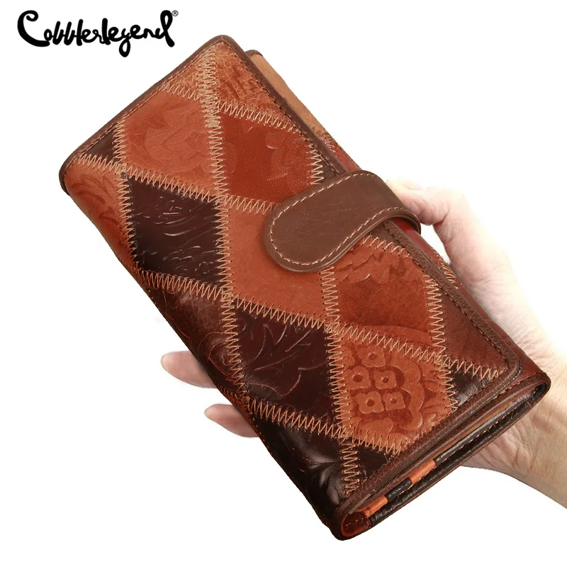 Women  Wallets Genuine Leather Unique Minority Brand Clutches Passport Walet for Cell Phone Card Holder Summer Long Purse New