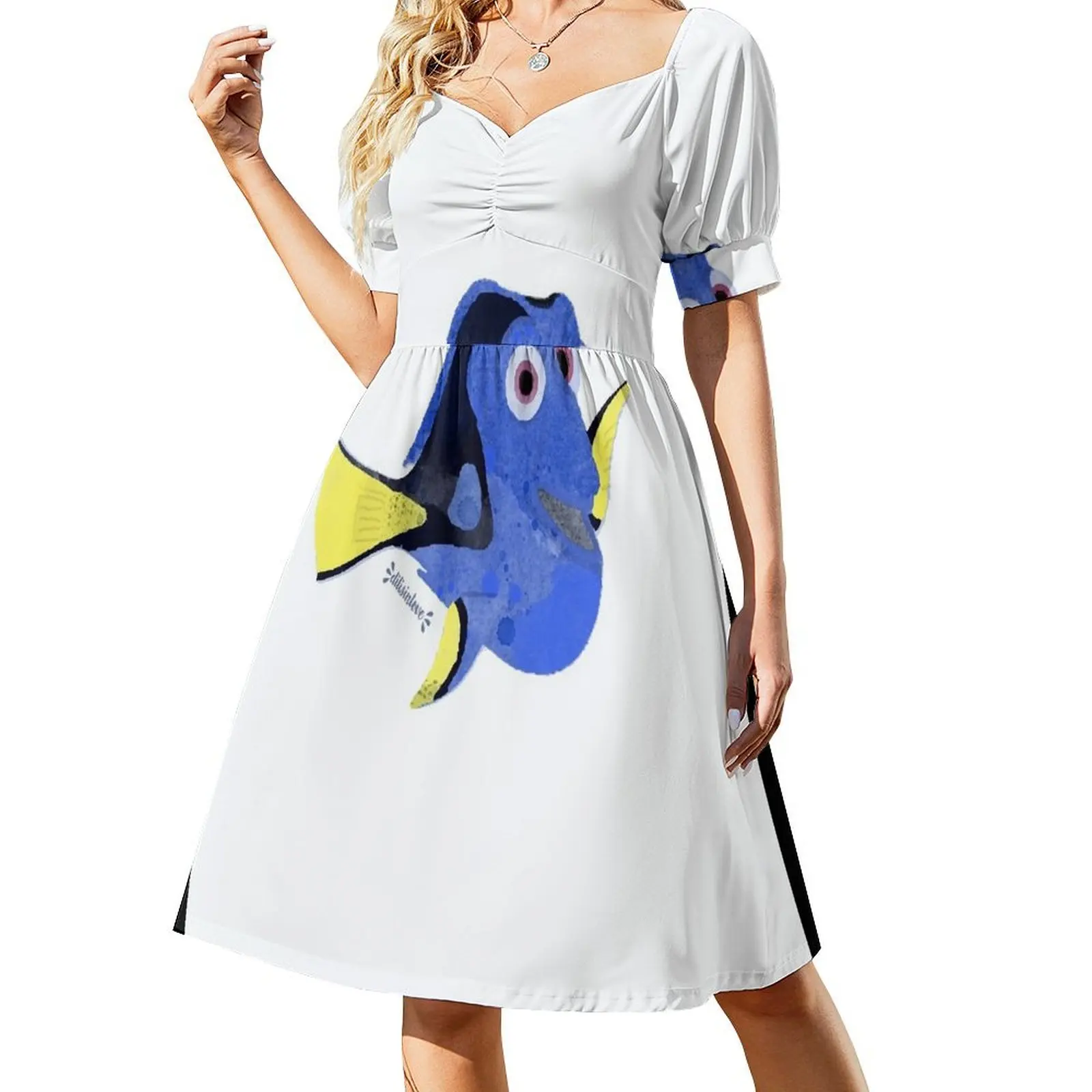 Платье с короткими рукавами Watercolor Dory женская одежда элегантные платья для женщин